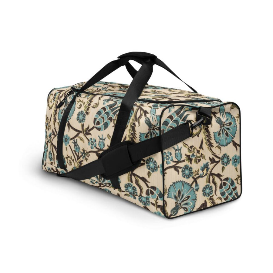 All Over Print Duffle Bag White Left Front 617572704B9F9