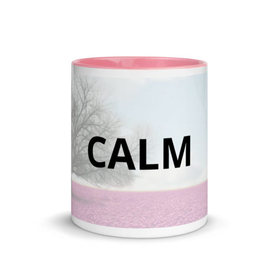 White Ceramic Mug With Color Inside Pink 11Oz Front 616569A4C8Cdc