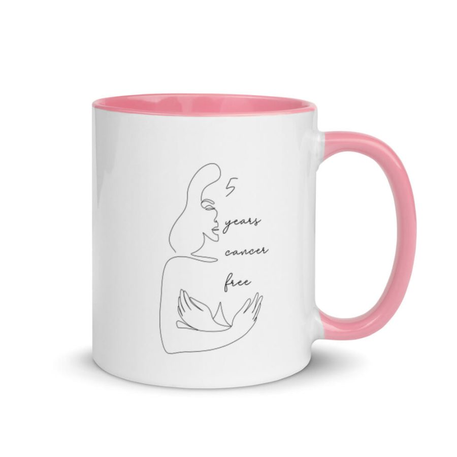 White Ceramic Mug With Color Inside Pink 11Oz Right 617680B9157E2