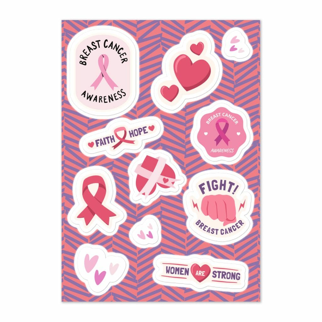 Show Your Support Breast Cancer Awareness Sticker Sheet 6474