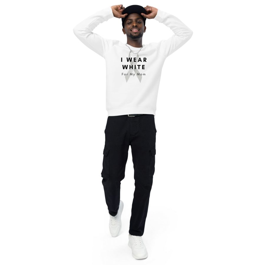 I Wear White For My Mom | Unisex Organic Raglan Sweatshirt - Image 2