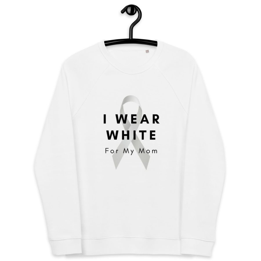 I Wear White For My Mom | Unisex Organic Raglan Sweatshirt - Image 5