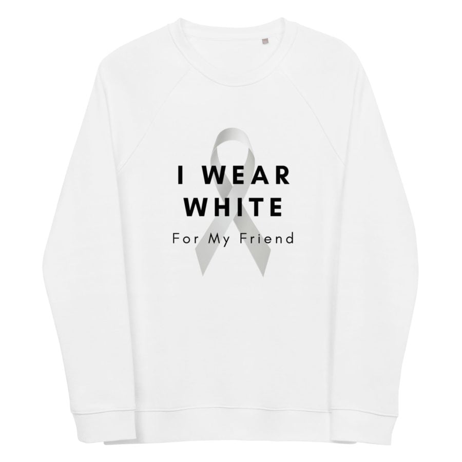 Unisex Organic Raglan Sweatshirt White Front 63De167539E87