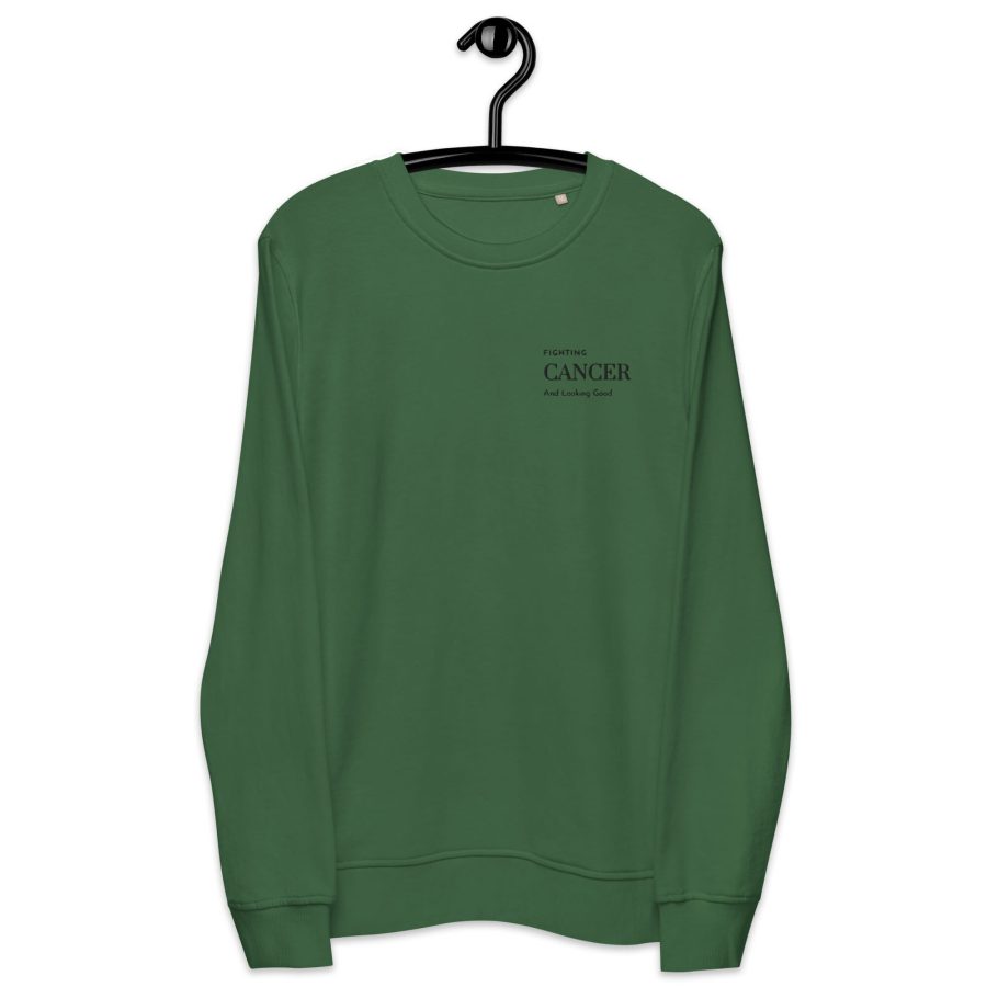 Unisex Organic Sweatshirt Bottle Green Front 63Efc4C57754B