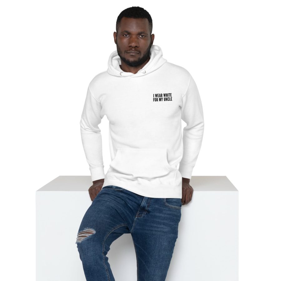 "I Wear White For My Uncle" Unisex Hoodie - Image 2