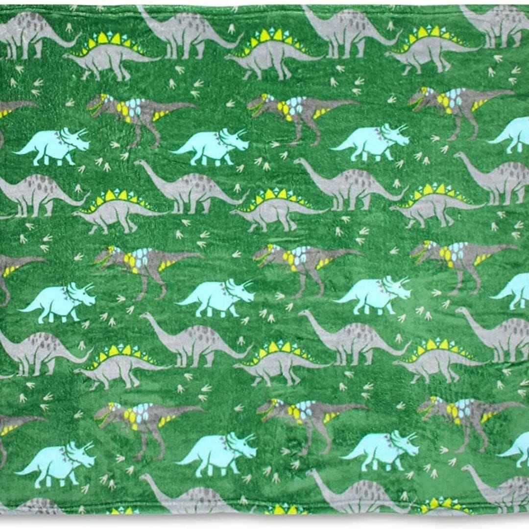 Snuggly Comfort in Green: Single Size Dinosaur Blanket for Kids