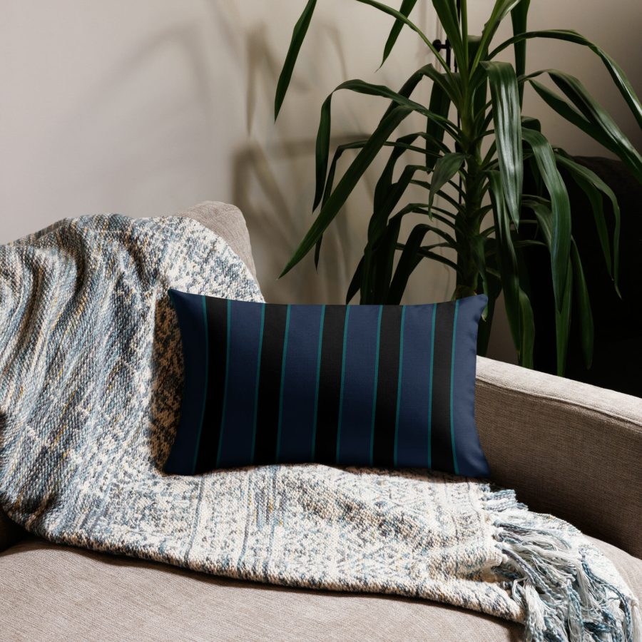 Classic Blue and Black Striped Premium Pillow