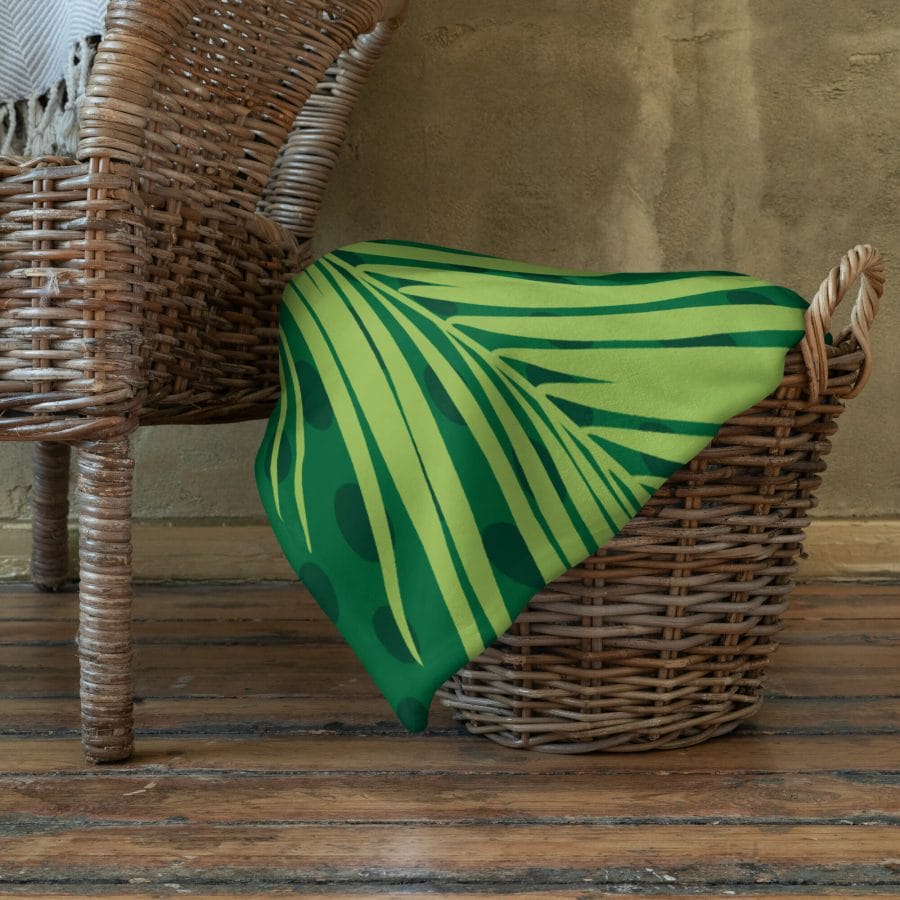 Nature-Inspired Green Silky Throw Blanket with Large Leaves Design - Image 6