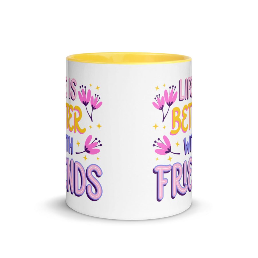 Colorful Ceramic Mug with Life is Better with Friends Print - Image 8