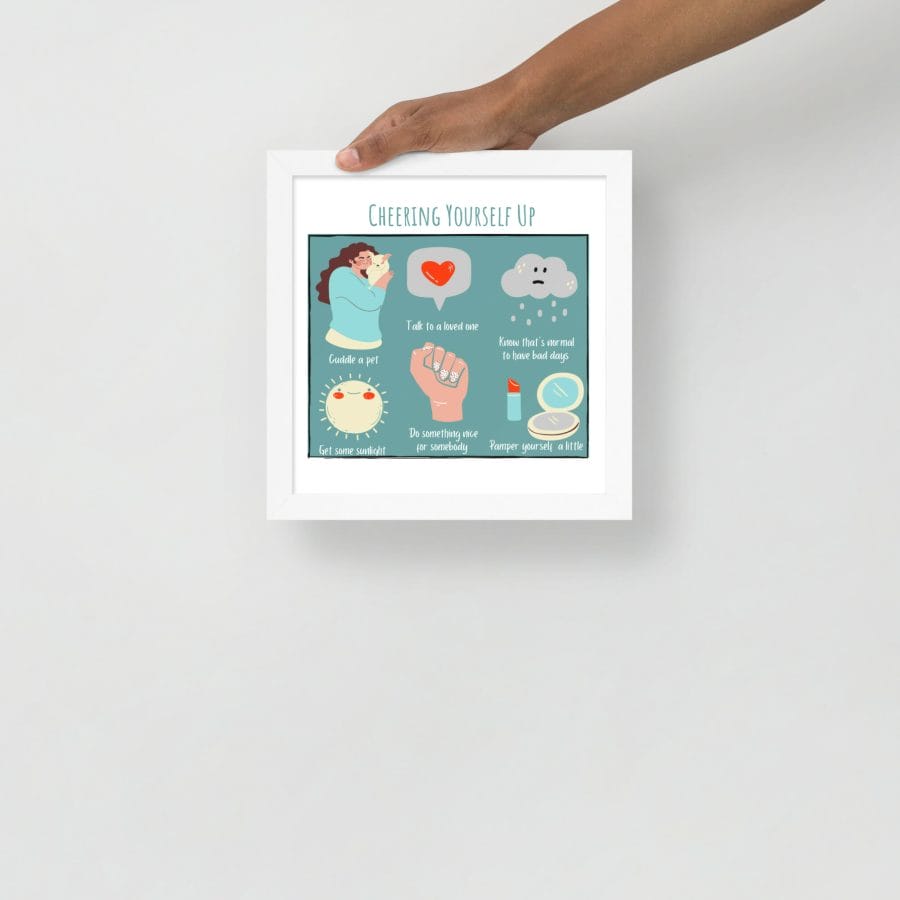 Cheering Yourself Up ! White Framed poster