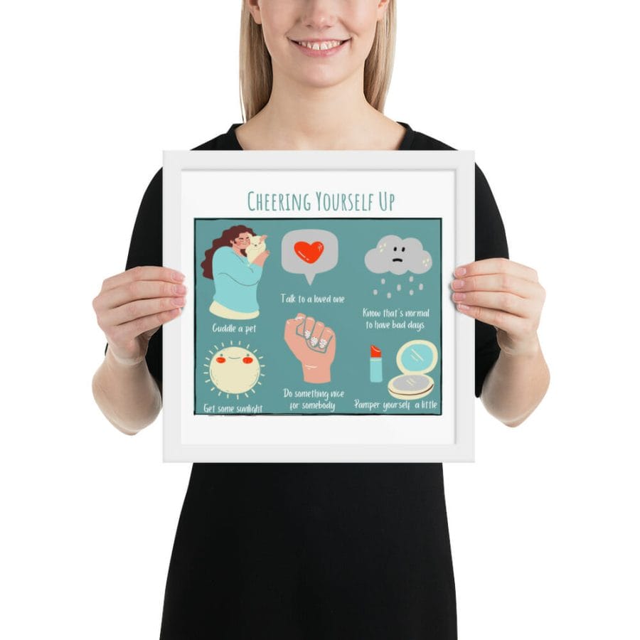 Cheering Yourself Up ! White Framed Poster