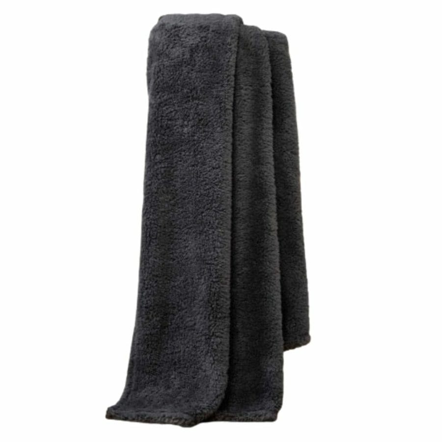 Snuggly Charcoal Teddy Fleece Throw/Blanket | 200x240cm