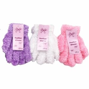Super Soft Feather Gloves: Fluffy, Cosy, Fashionable, Warm, Lightweight - White, Pink, or Purple