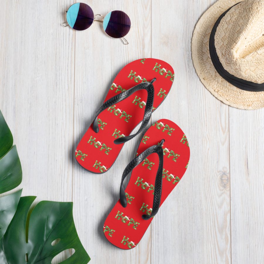 "Hope for Christmas" Red Flip Flops: Stepping into Positivity - Image 2
