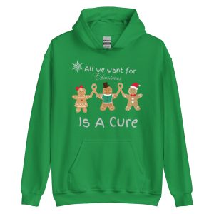 All I Want For Christmas Is A Cure: Unisex Hoodie - Irish Green, XL