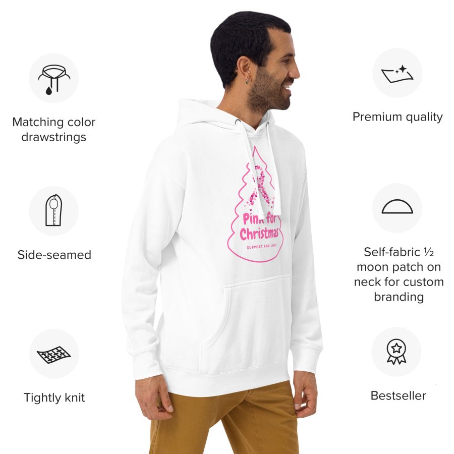 Pink Breast Cancer Support Christmas Unisex Hoodie - Support and Love Edition - Image 3