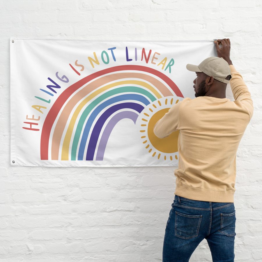 Rainbow Resilience: 'Healing is Not Linear' Flag - Image 2