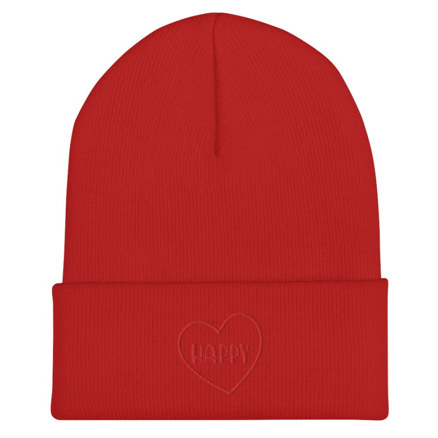 Radiant Vibes: Happy Embroidered Cuffed Beanie - Image 11