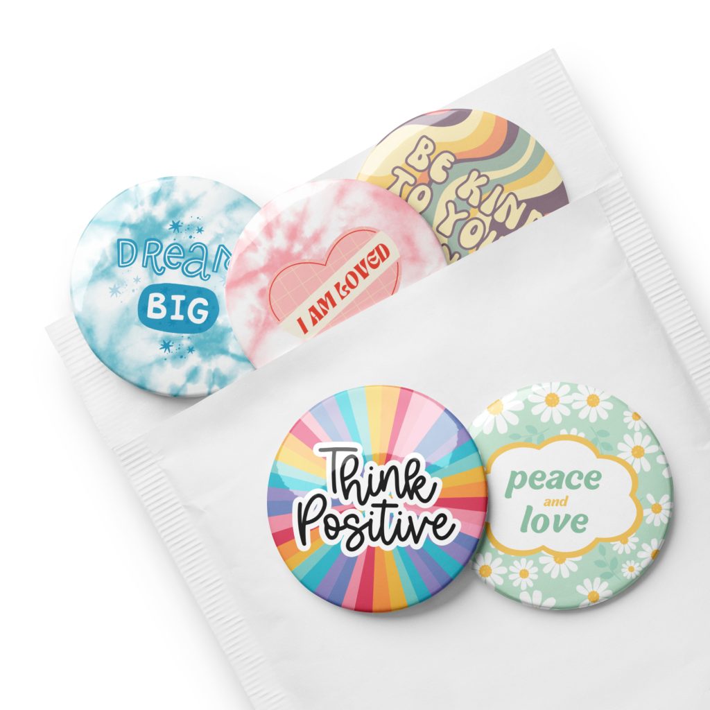 Colorful Affirmation Pin Button Set - Set Of 5