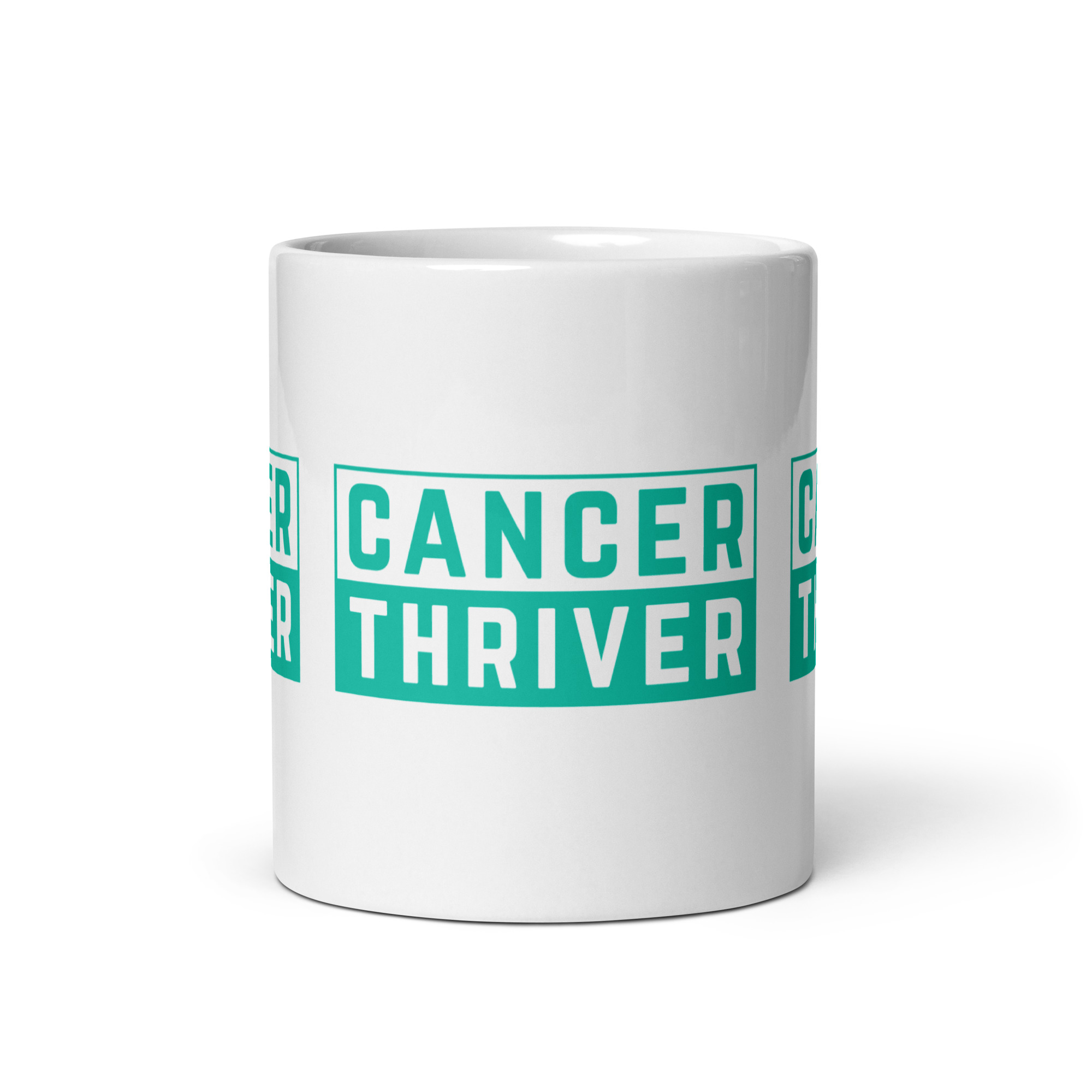 Strength Unleashed: 'Cancer Thriver' White Glossy Mug - Image 4
