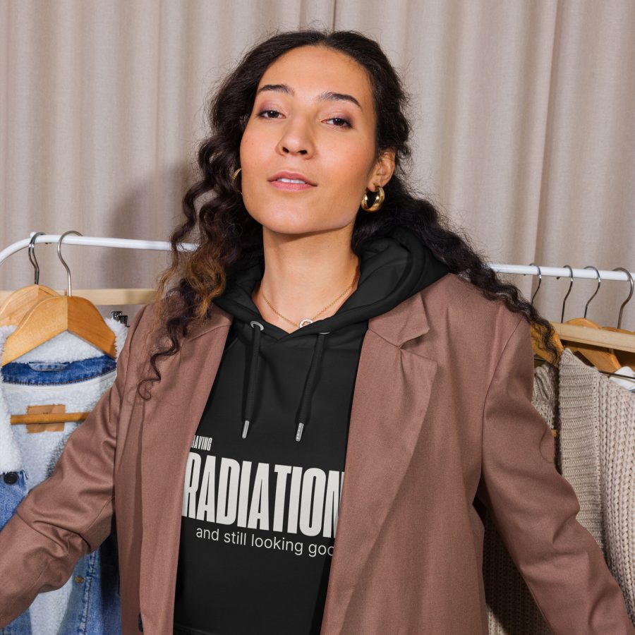 'Having Radiation And Still Looking Good' Eco Raglan Hoodie - Image 3