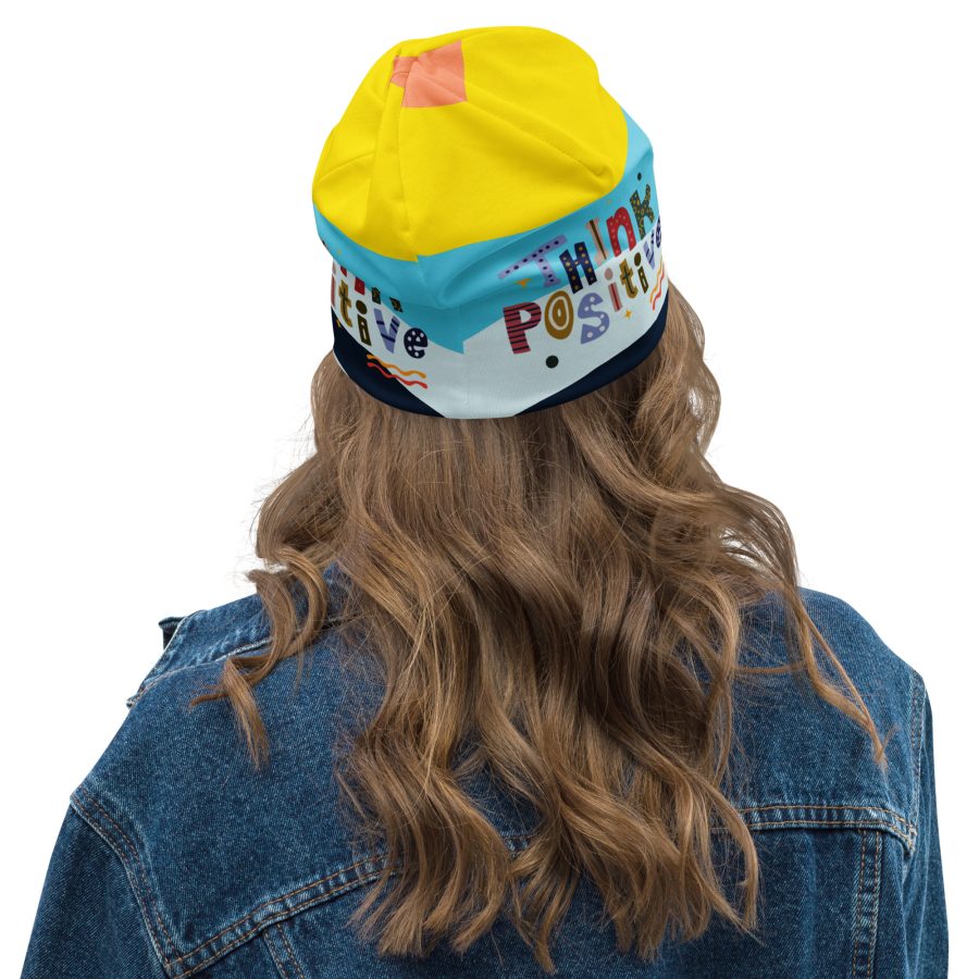 "Think Positive" All-Over Print Beanie - Image 2