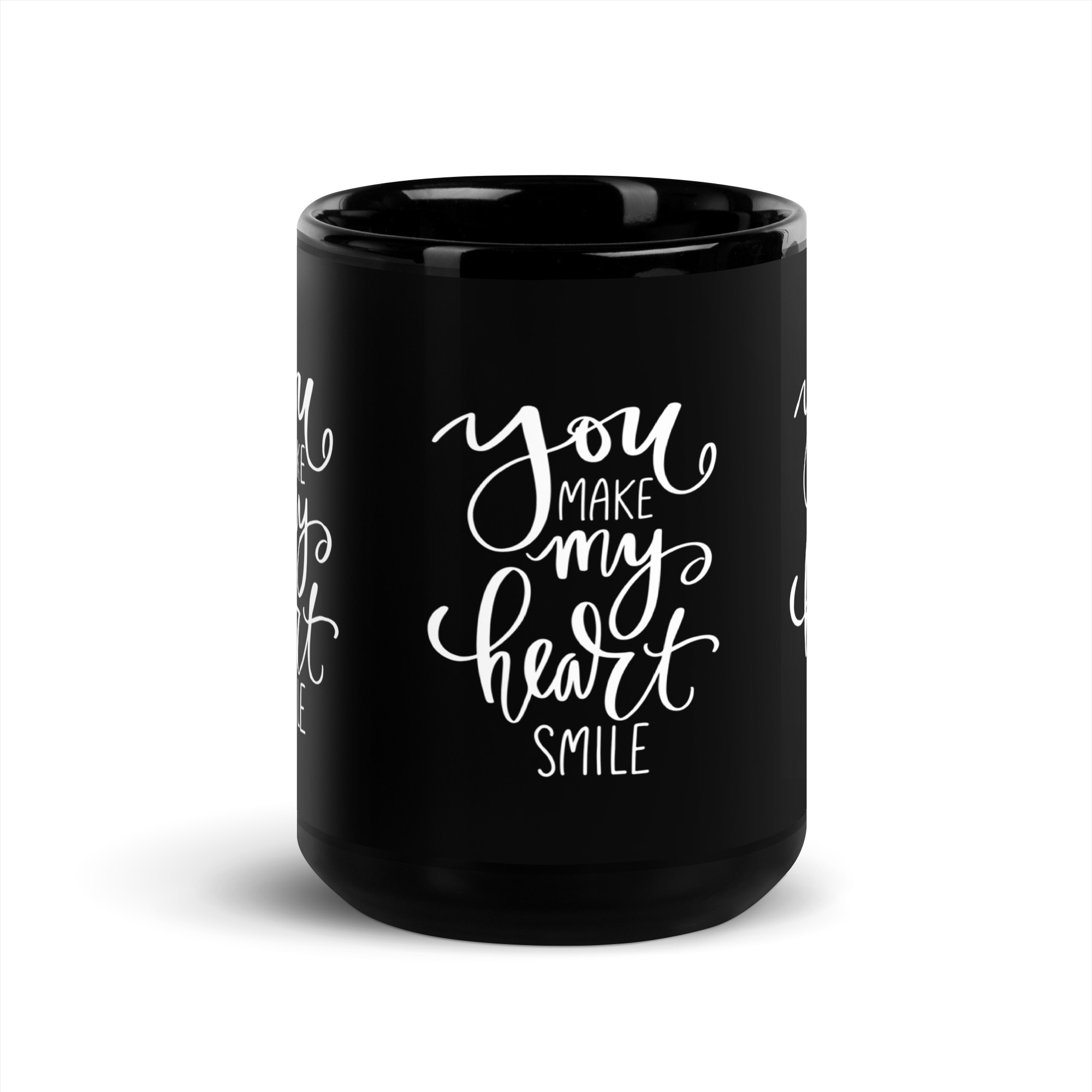 "You Make My Heart Smile" Black Glossy Mug - Image 6