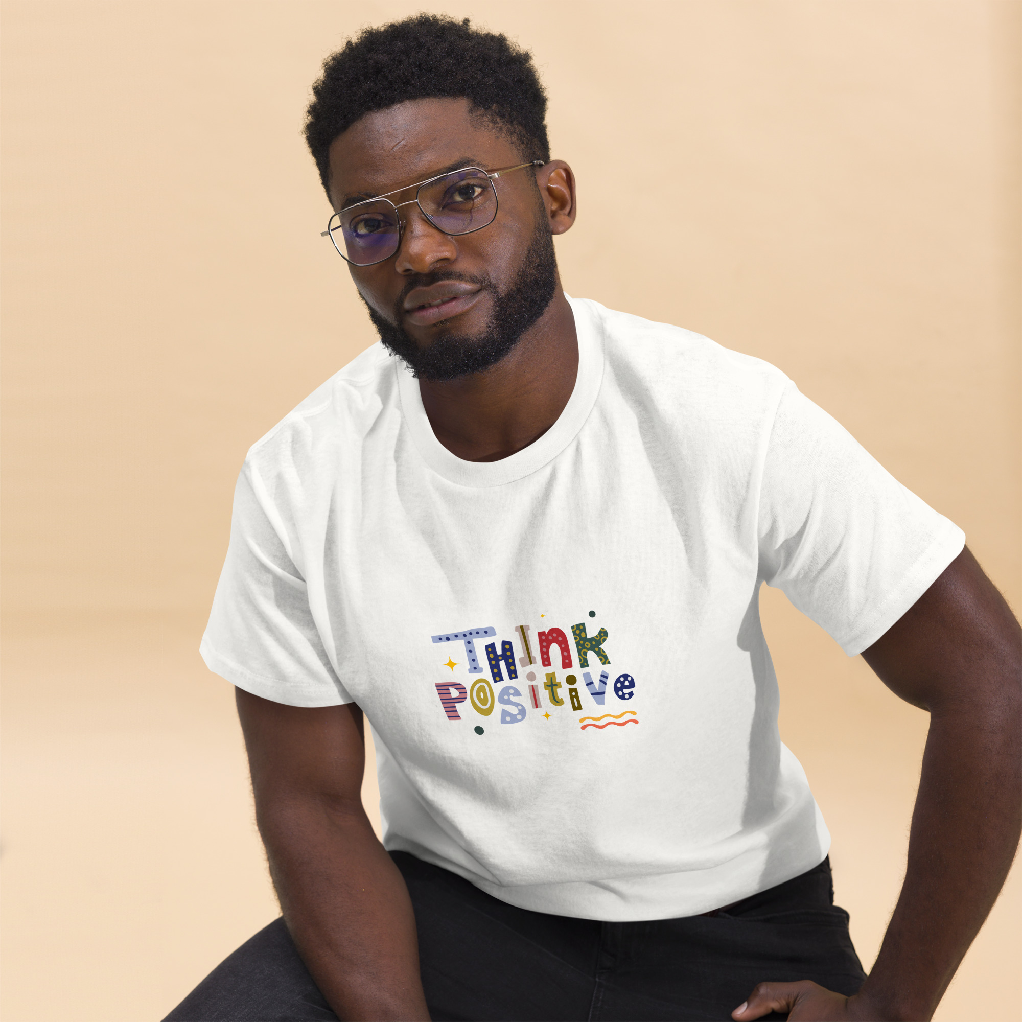 "Think Positive" Men's Classic Tee - Image 4