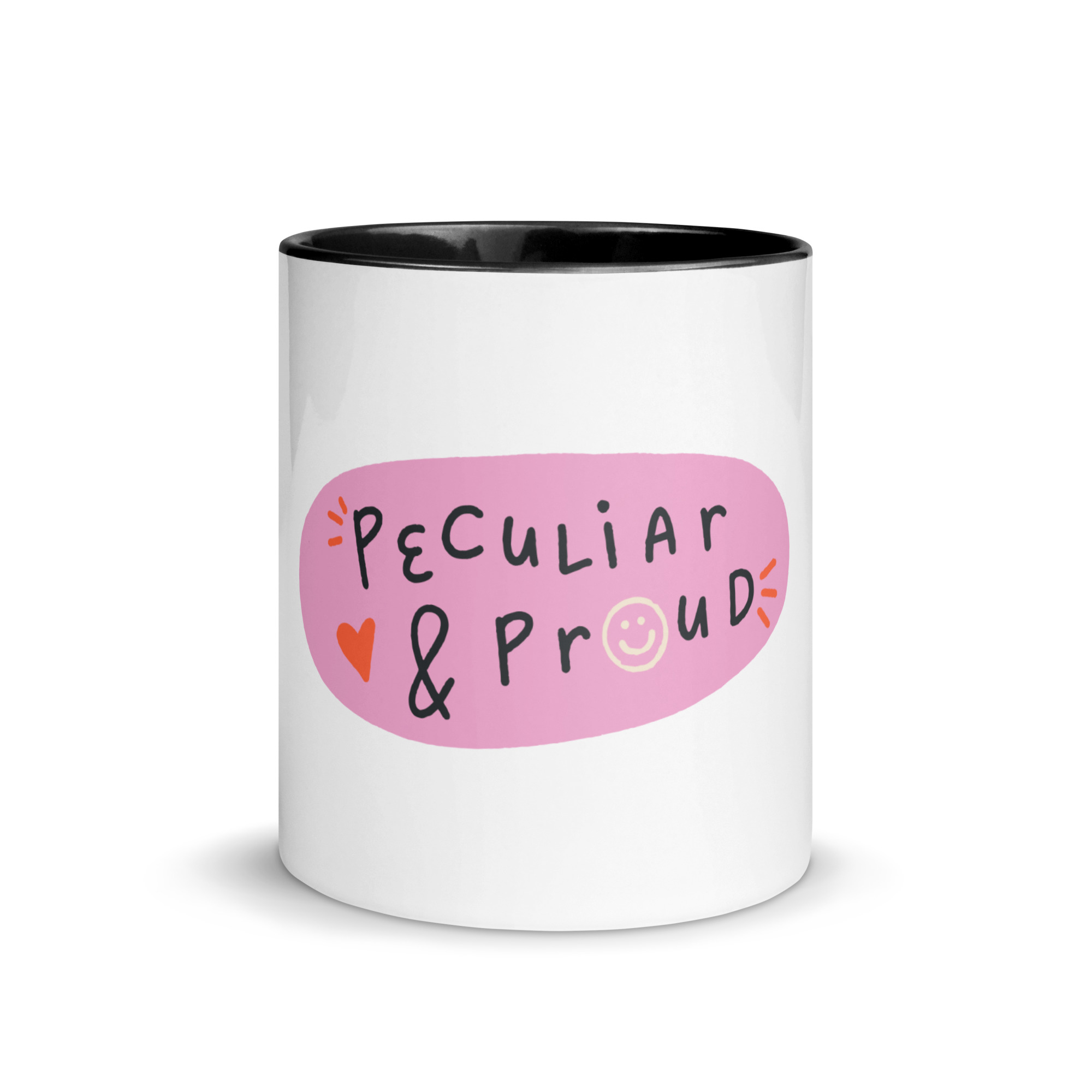 "Peculiar & Proud" Ceramic Mug with Color Inside - Image 3