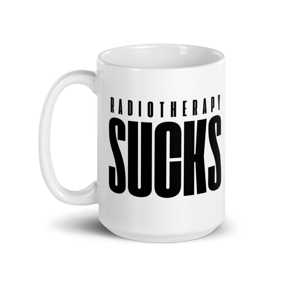 "Radiotherapy Sucks" White Glossy Mug - Image 4